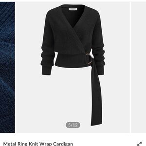 Commense Elegant Black Wrap Cardigan